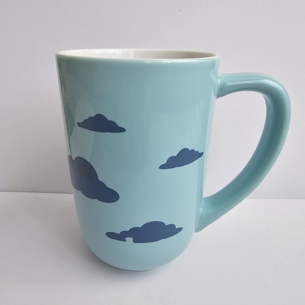 Sky Blue Mug With Cloud Pattern Design